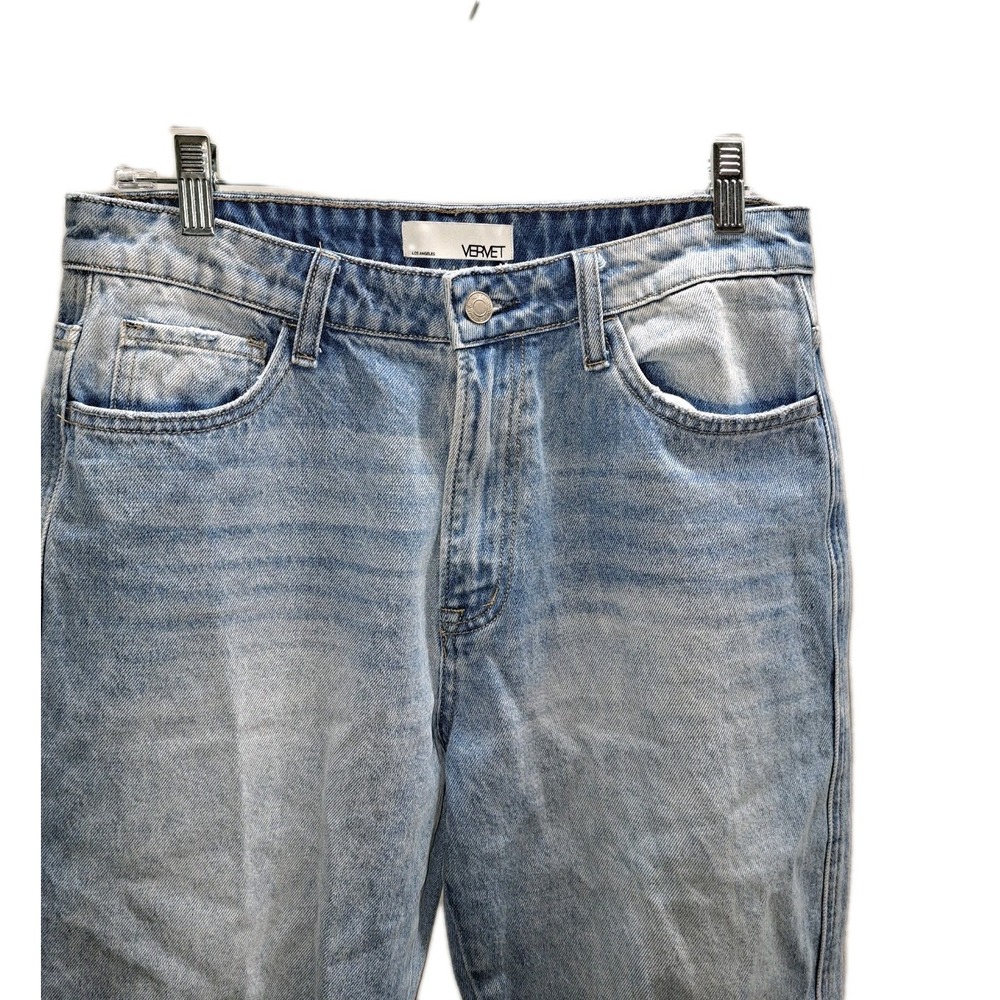 Vervet Straight Split Hem Blue Jeans Womens Size 29 Distressed 100% Cotton - Picture 4 of 8